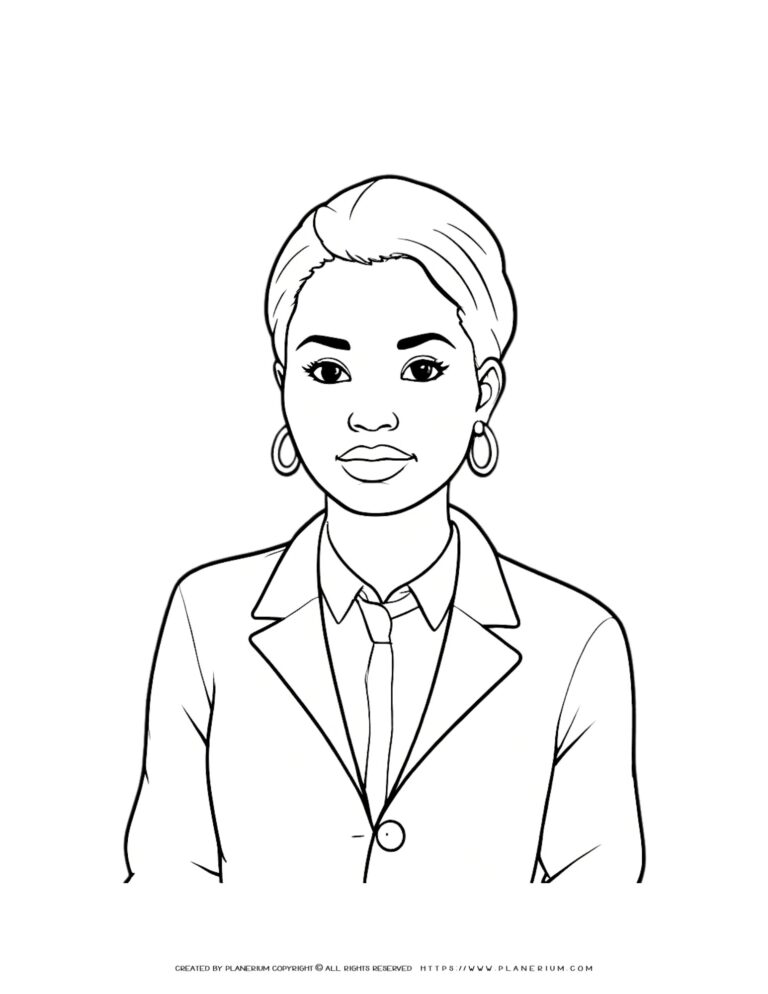 Enrich Learning with Woman in Suit Coloring Page