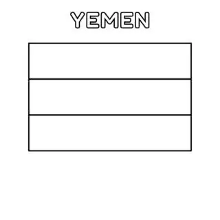 Yemen flag coloring page for kids to learn about national symbols. Printable activity for educational purposes. Ideal for school projects.