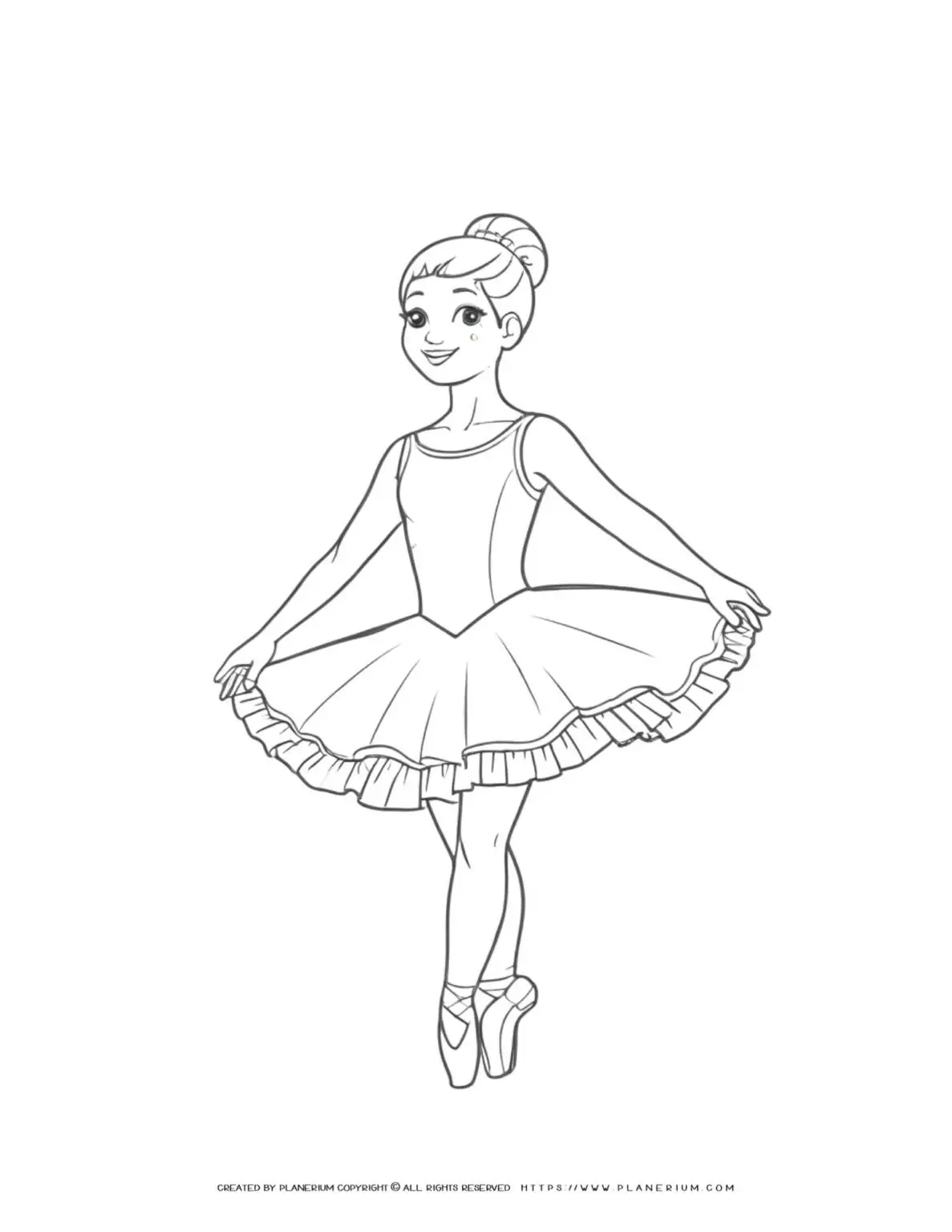 Cartoon ballerina in a tutu dancing.