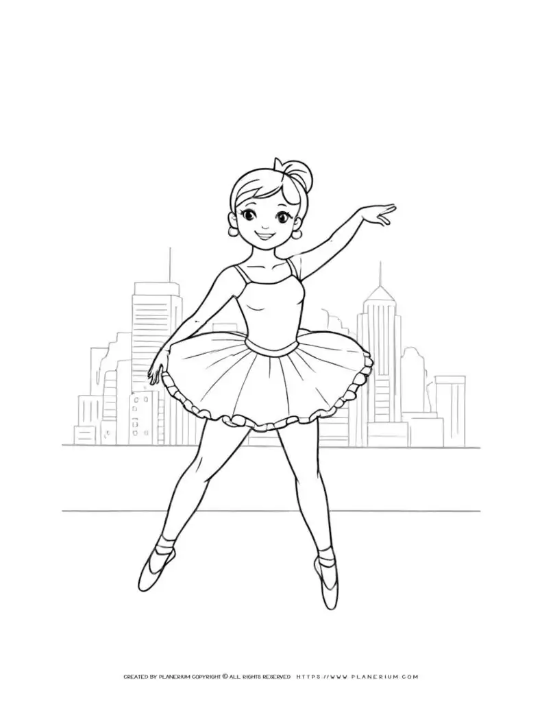 Ballerina dancing in a city background