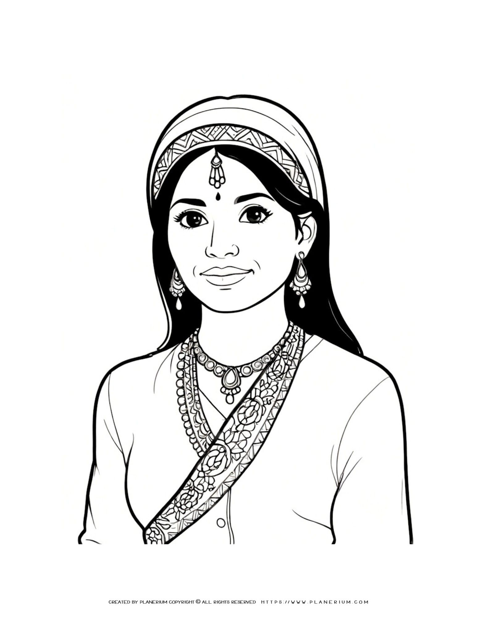 Discover Indian Culture With Traditional Clothes Coloring Page