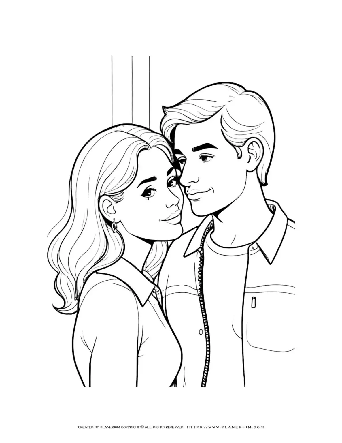 Line art of a couple close together