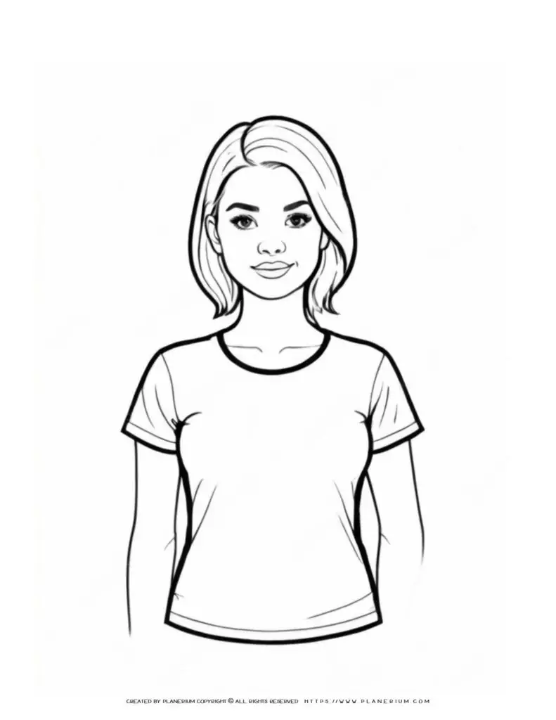 Cartoon woman in a t-shirt