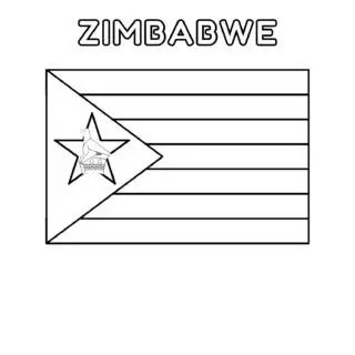 Zimbabwe flag coloring page for kids to learn about national symbols and colors. Perfect for educational activities and patriotic celebrations.