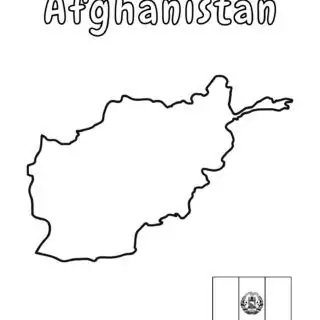 Outline map of Afghanistan with flag