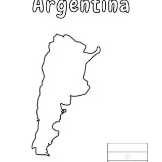 Outline map of Argentina with flag.