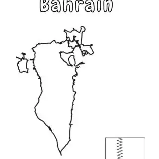 Outline map and flag of Bahrain.