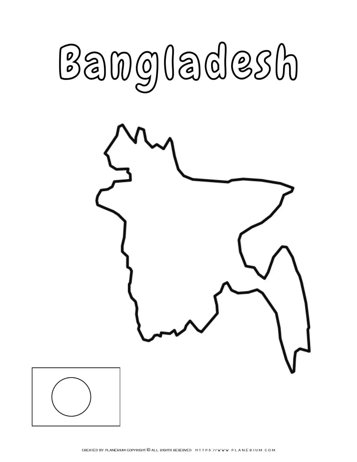 Outline map and flag of Bangladesh