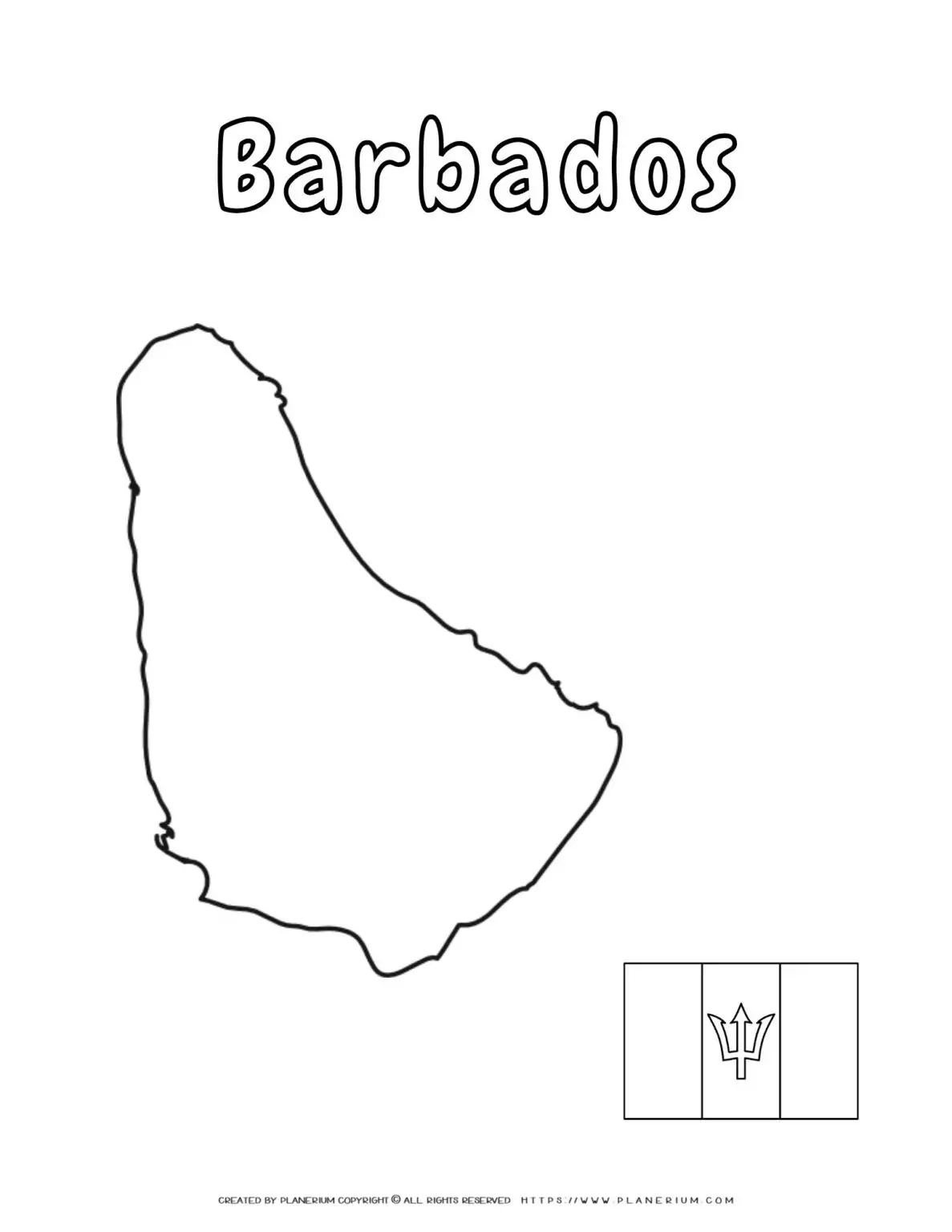 Outline of Barbados and flag