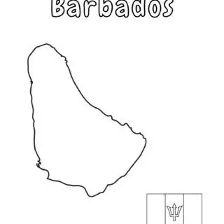 Outline of Barbados and flag