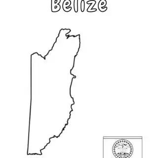Outline map and flag of Belize.