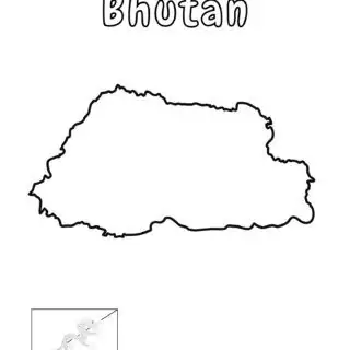 Outline map of Bhutan with label.