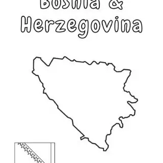 Bosnia and Herzegovina outline map and flag