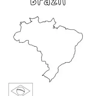 Brazil map outline with flag.