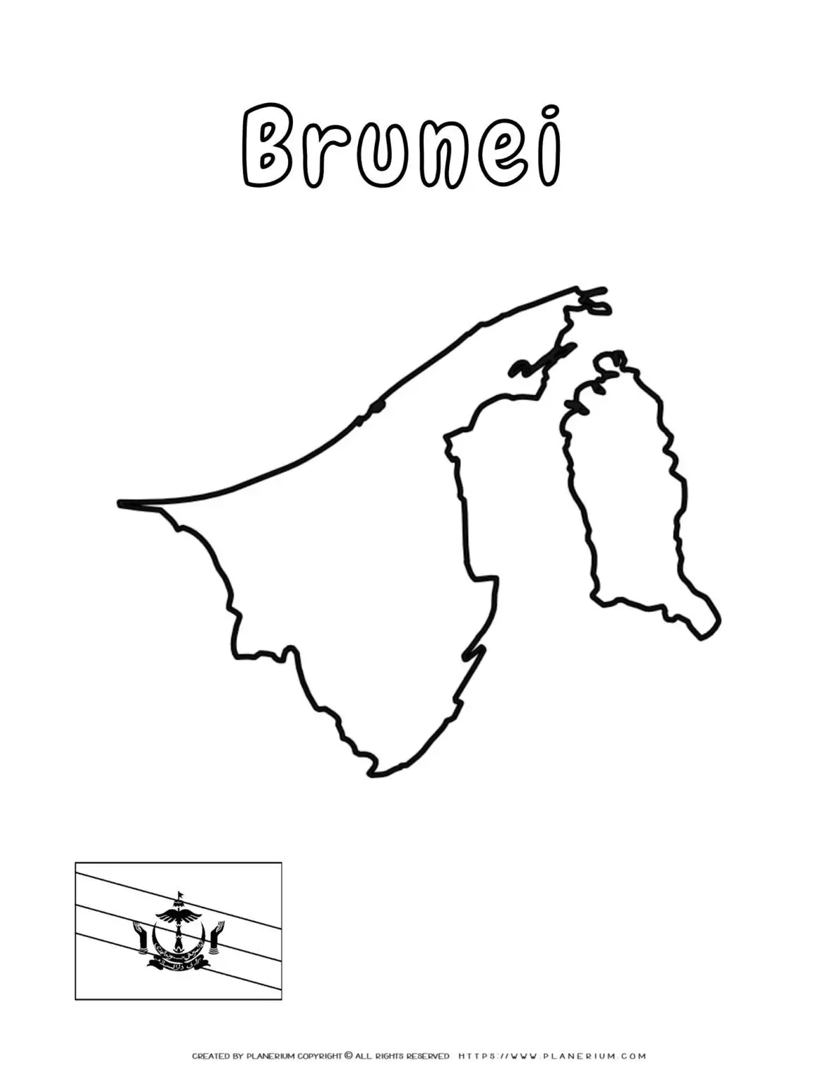 Map outline of Brunei with flag