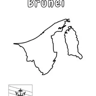 Map outline of Brunei with flag