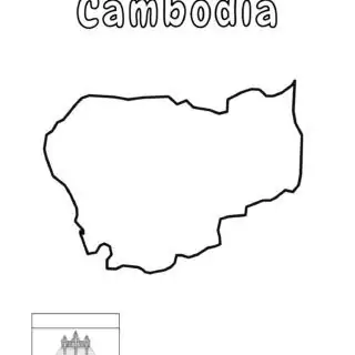 Cambodia map outline and flag
