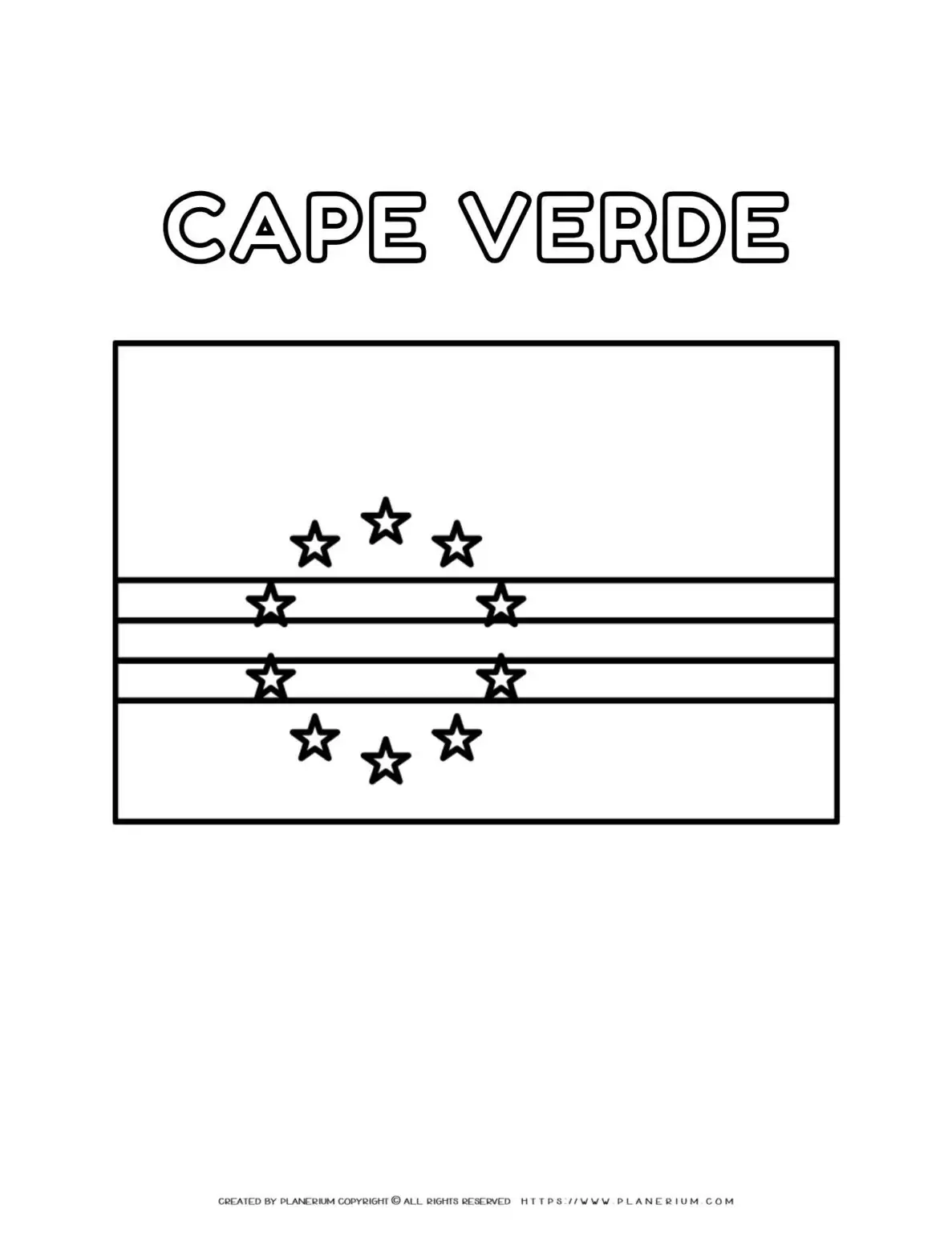 Cape Verde flag outline coloring page