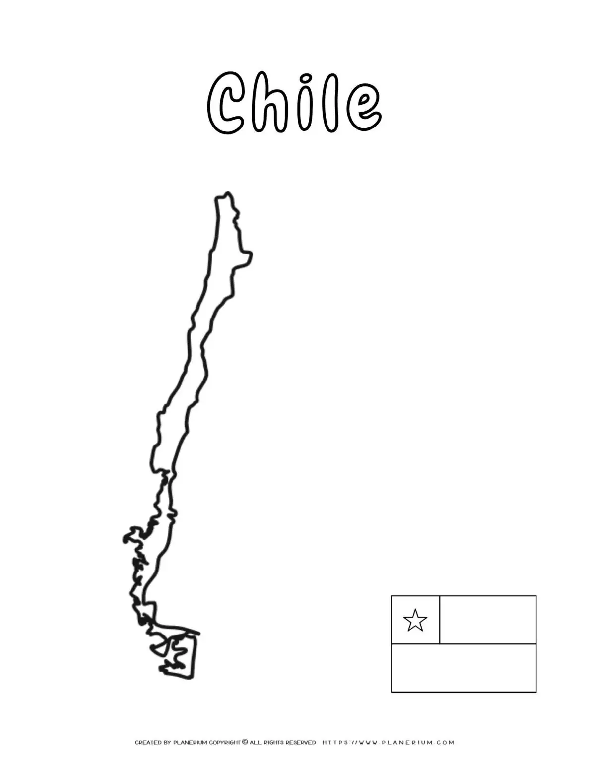 Chile outline map and flag