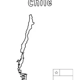 Chile outline map and flag