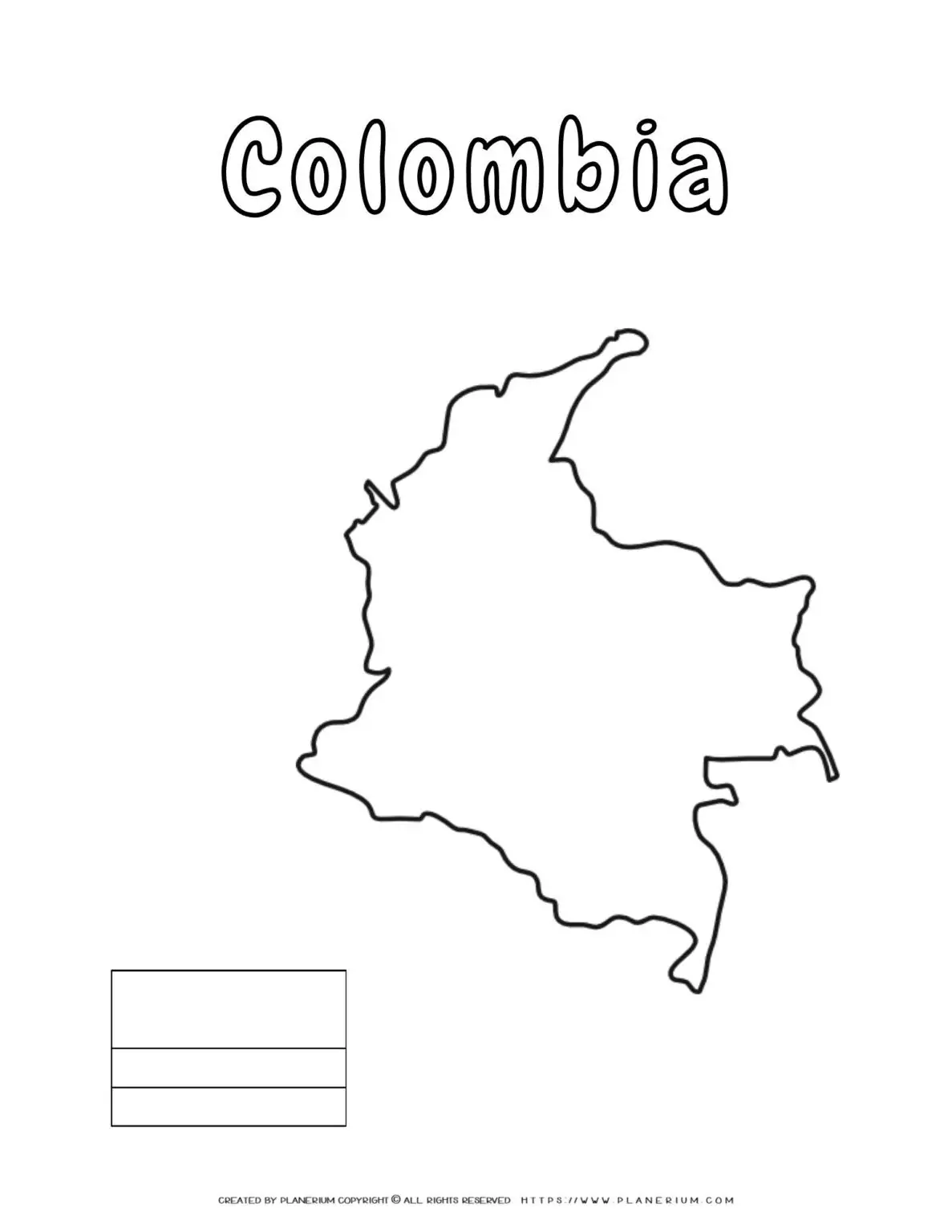 Outline map of Colombia for coloring.