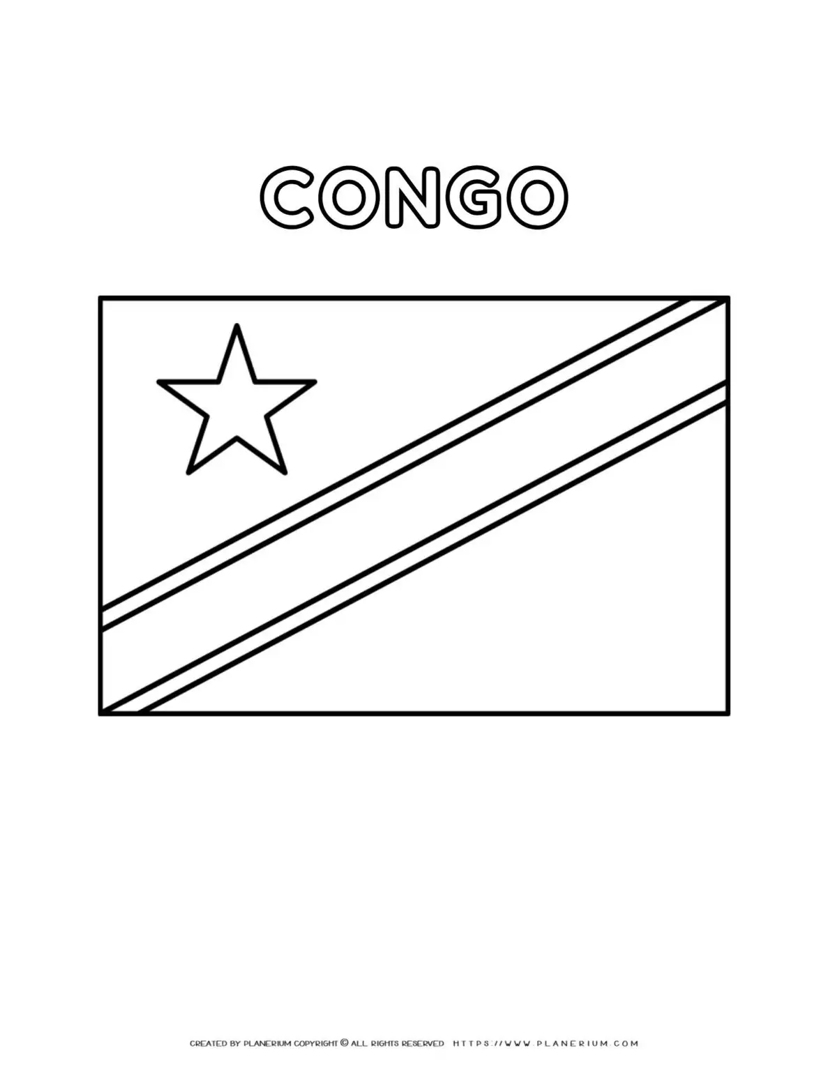 Outline of Congo flag with star and stripes