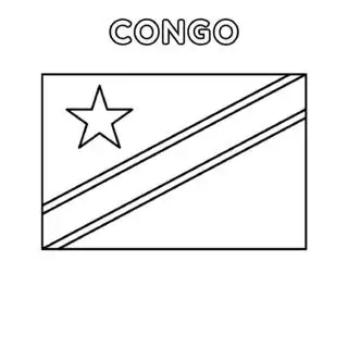 Outline of Congo flag with star and stripes