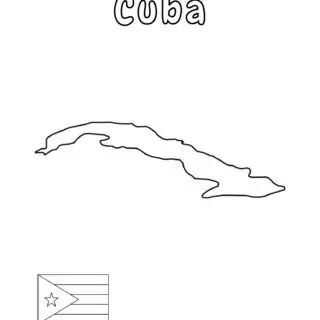 Outline map and flag of Cuba