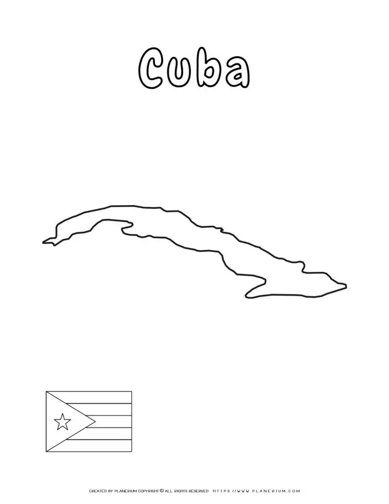 Outline map and flag of Cuba