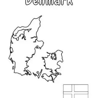 Outline map of Denmark with flag