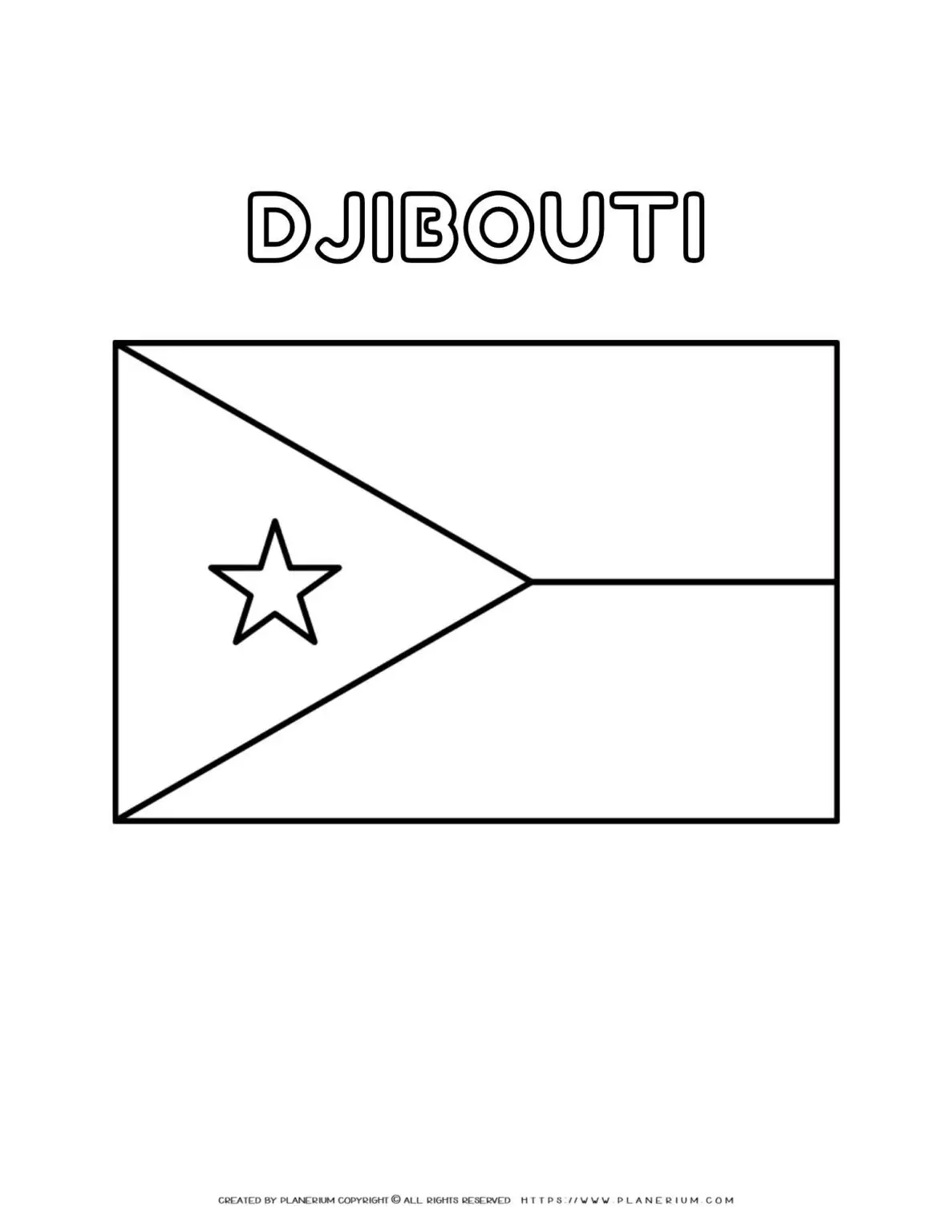 Djibouti flag coloring page