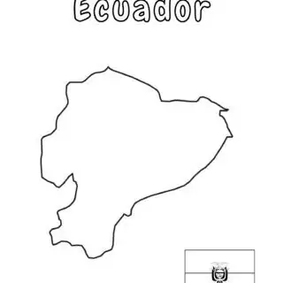 Outline map of Ecuador with flag