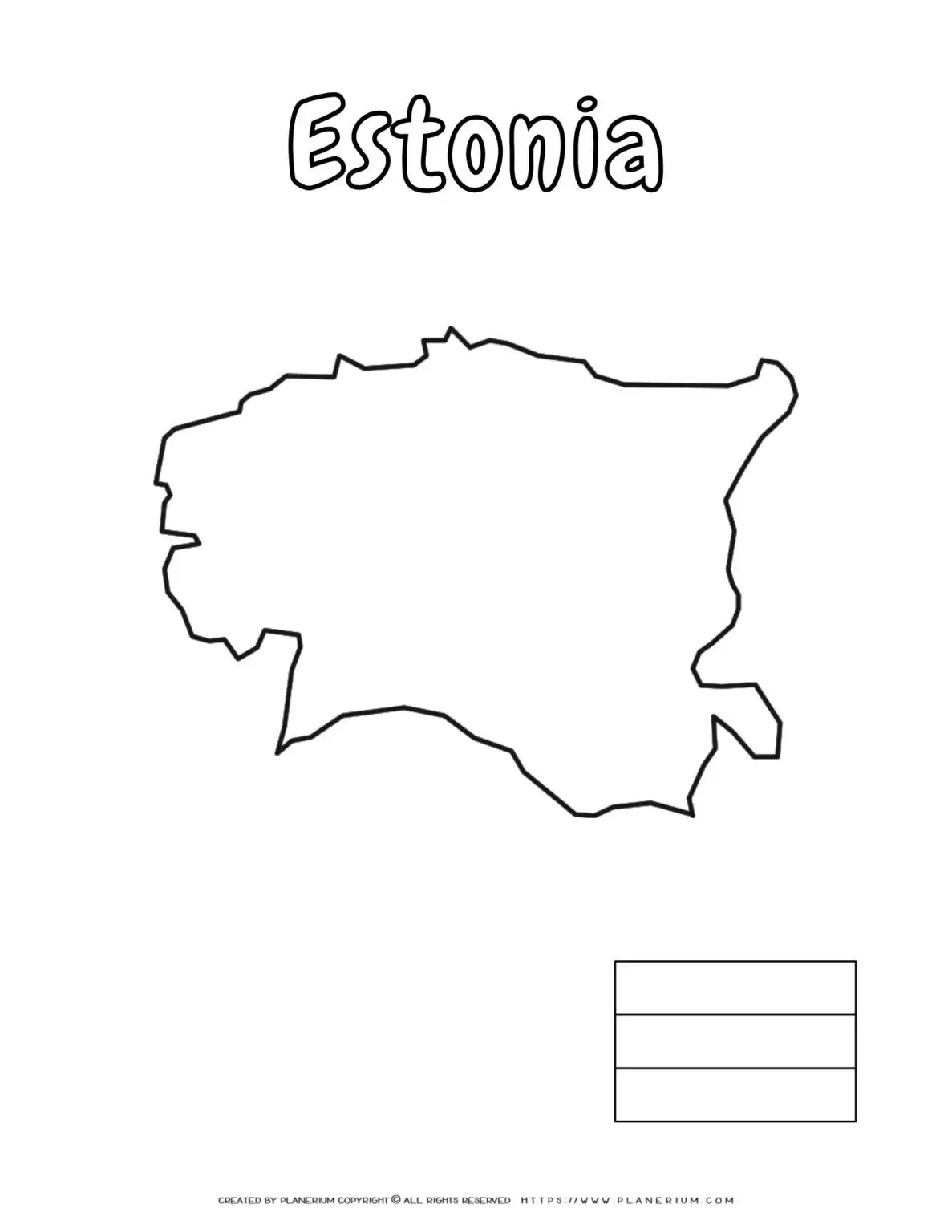 Outline map of Estonia with labels.