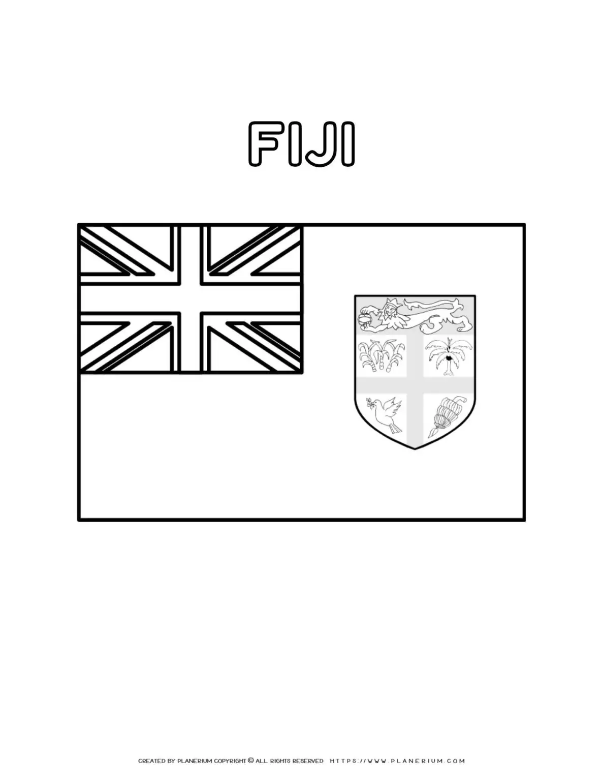 Black and white Fiji flag outline