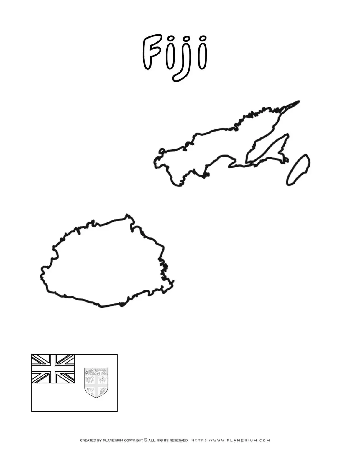 Fiji map outline and flag