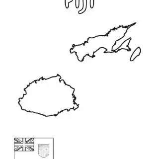 Fiji map outline and flag