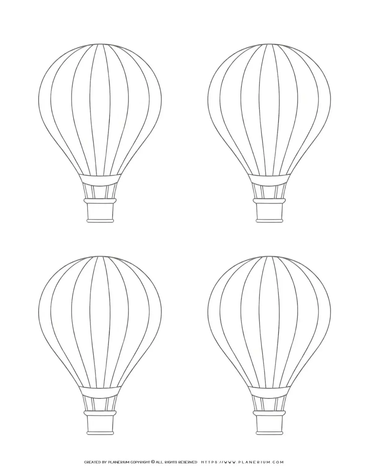 Outline of four hot air balloons