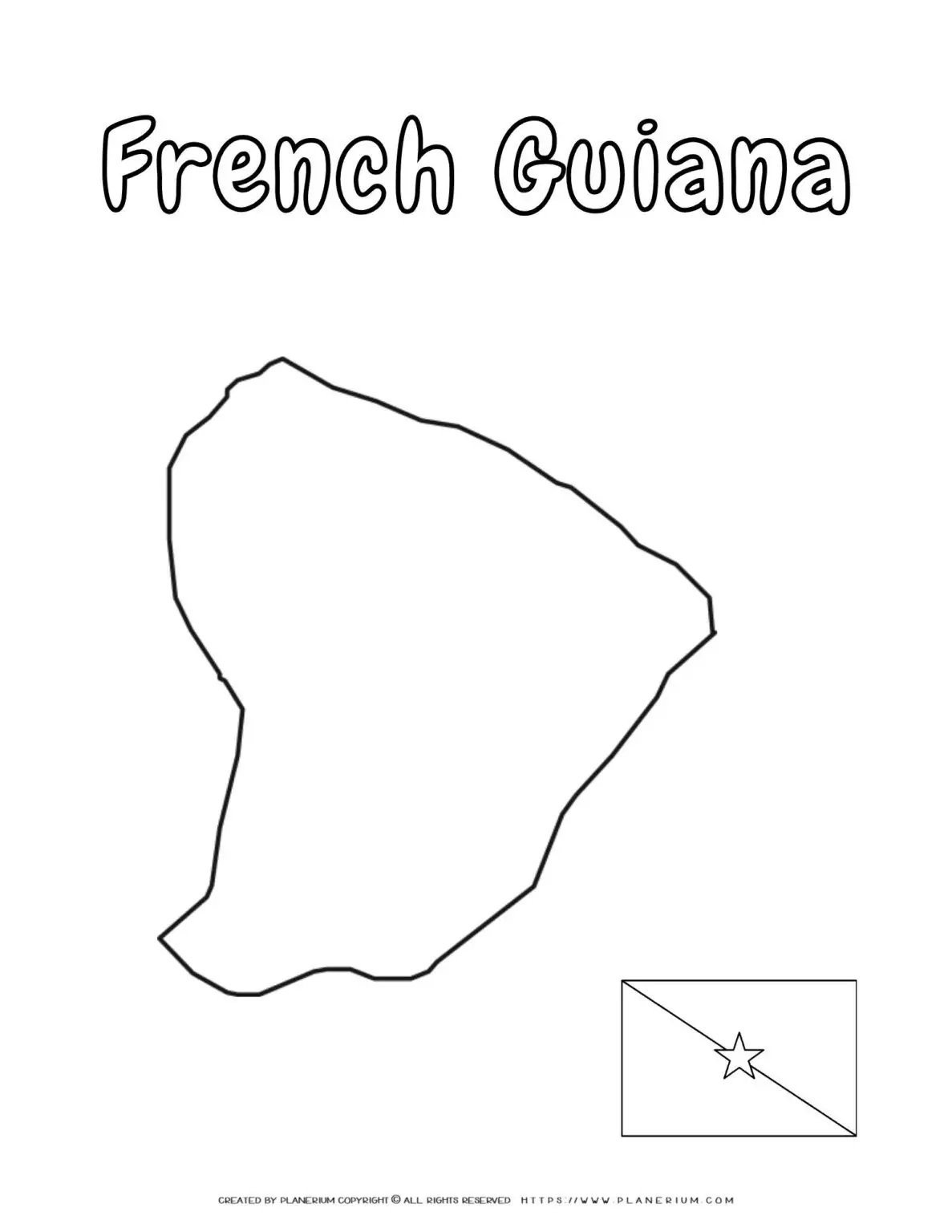 Outline of French Guiana with flag
