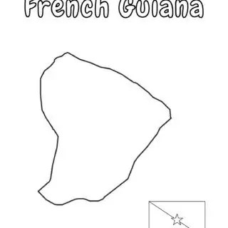 Outline of French Guiana with flag