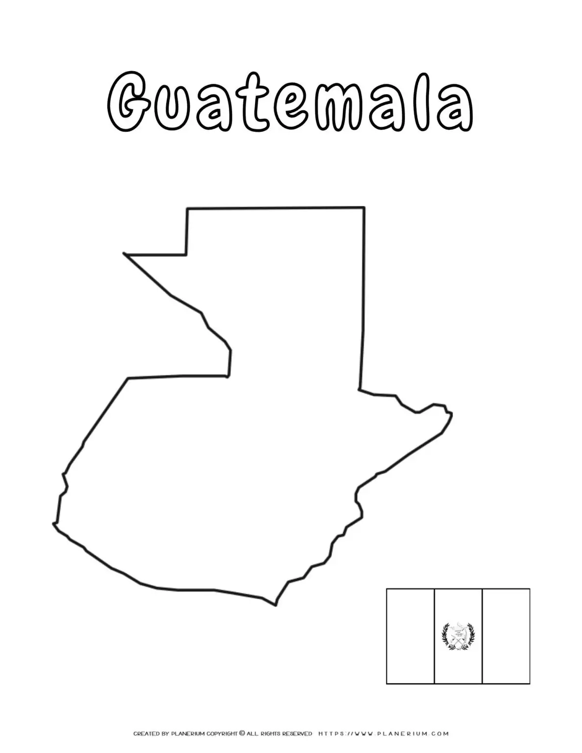 Outline map of Guatemala with flag
