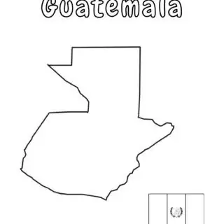 Outline map of Guatemala with flag