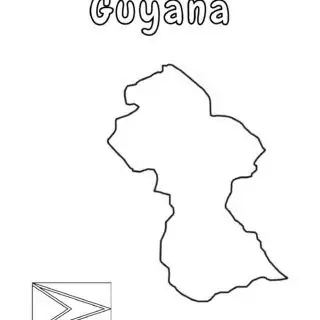 Outline map and flag of Guyana