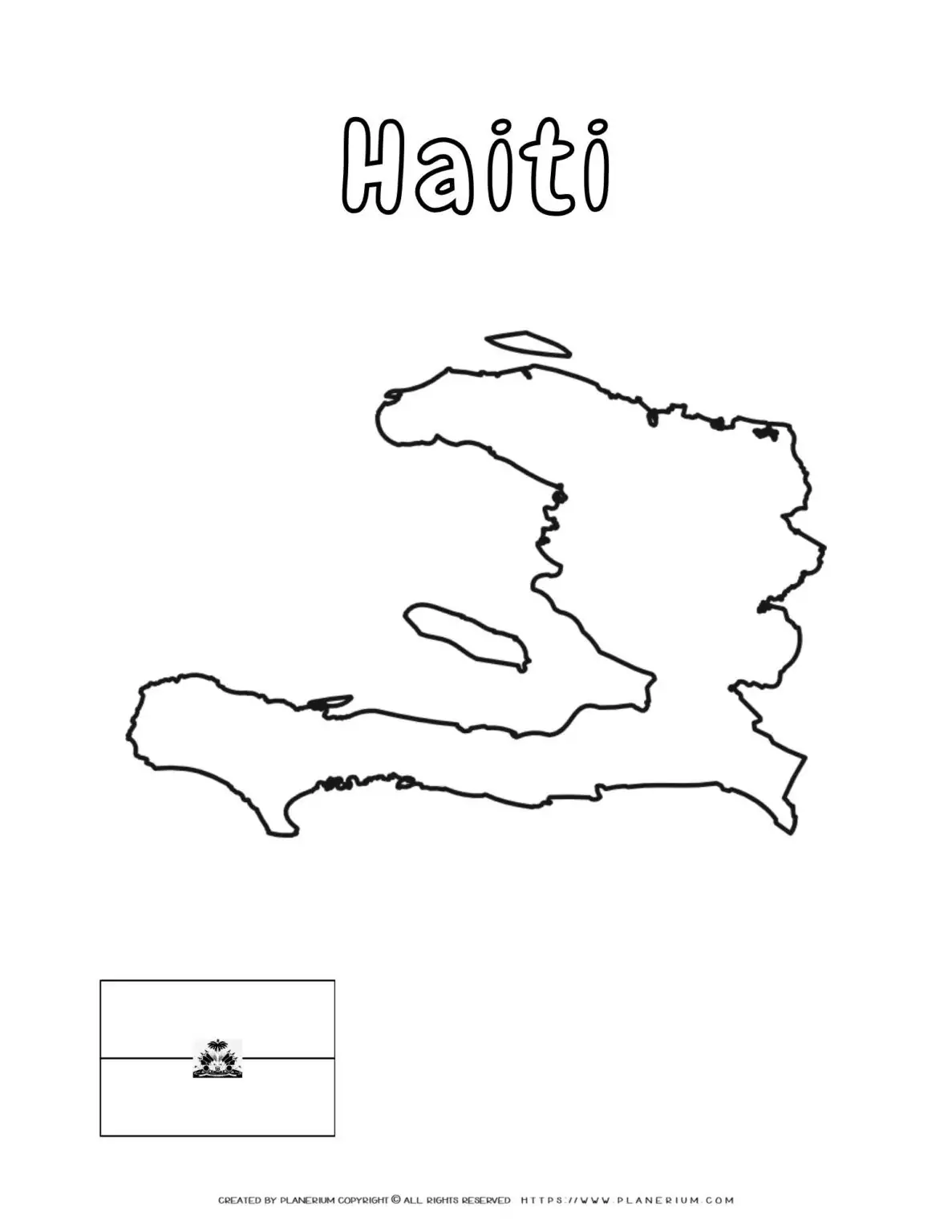 Outline of Haiti with flag