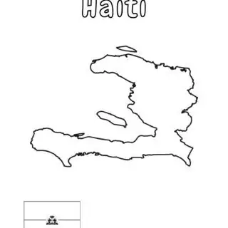 Outline of Haiti with flag