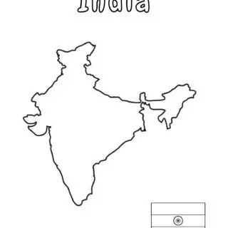 Outline map of India with flag
