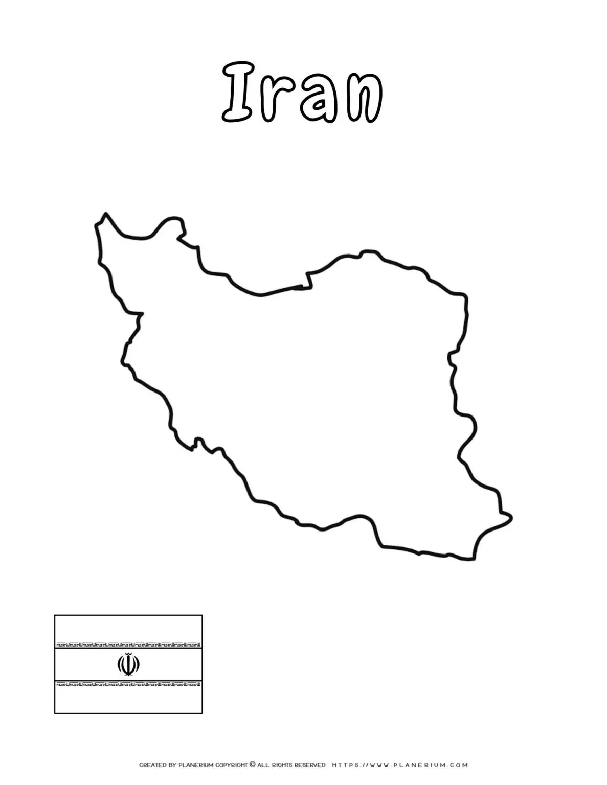 Outline of Iran with flag