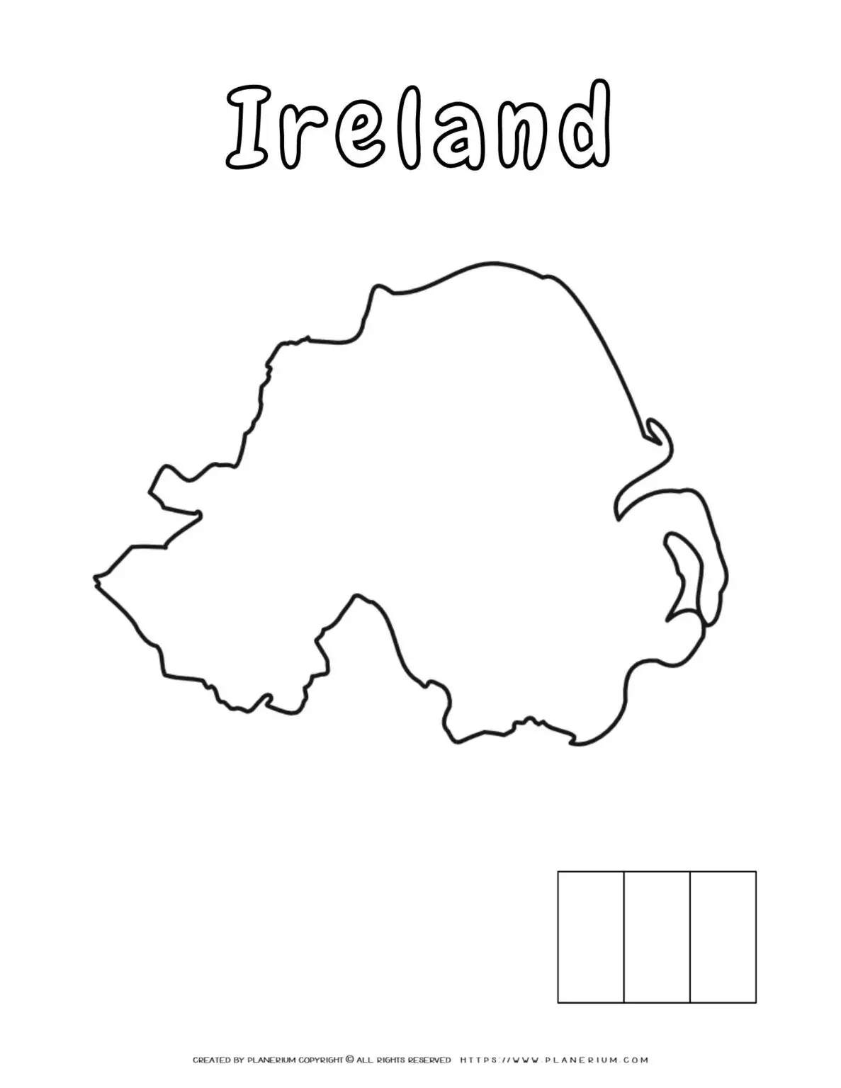 Outline map of Ireland for coloring