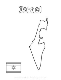 Outline of Israel and its flag