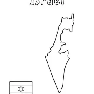 Outline of Israel and its flag