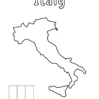 Outline map of Italy with flag